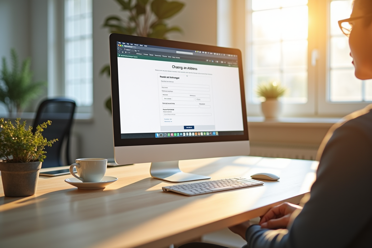 Espace de travail lumineux avec ordinateur et tasse de cafe