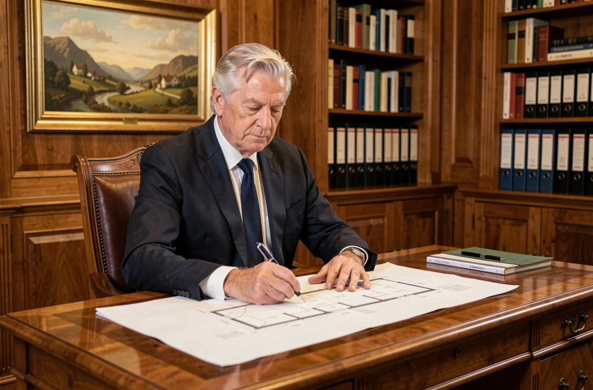 Professionnel de l'immobilier du Cabinet Faudais dans un bureau traditionnel en Normandie