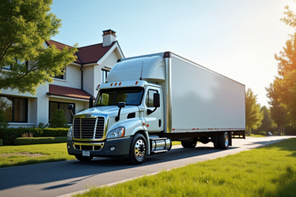 Camion de déménagement de 20m3 devant une maison ensoleillée