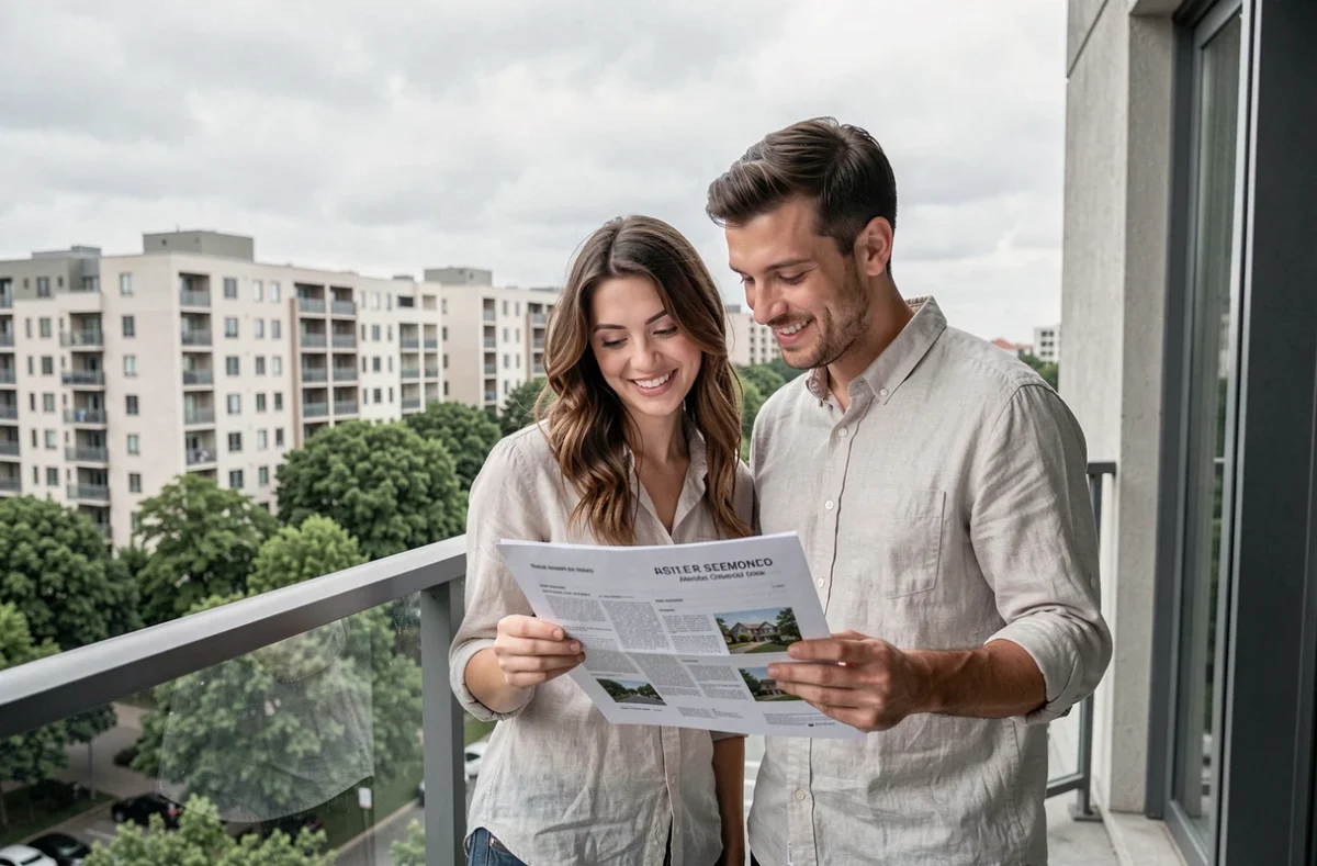 Couple évaluant le potentiel locatif de leur appartement grâce à une estimation immobilière gratuite en ligne
