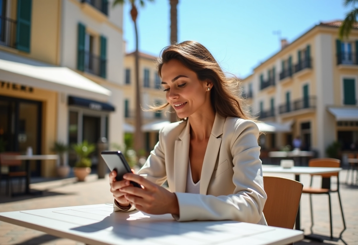 Jeune femme professionnelle regardant des annonces immobilières