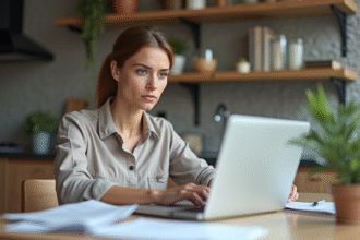 Femme en gestion financière à la maison