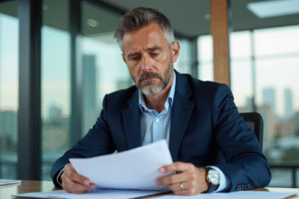 Homme d'affaires en costume bleu dans un bureau moderne