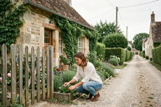 Petite maison en pierre avec jardin fleuri à louer chez un particulier en zone rurale française